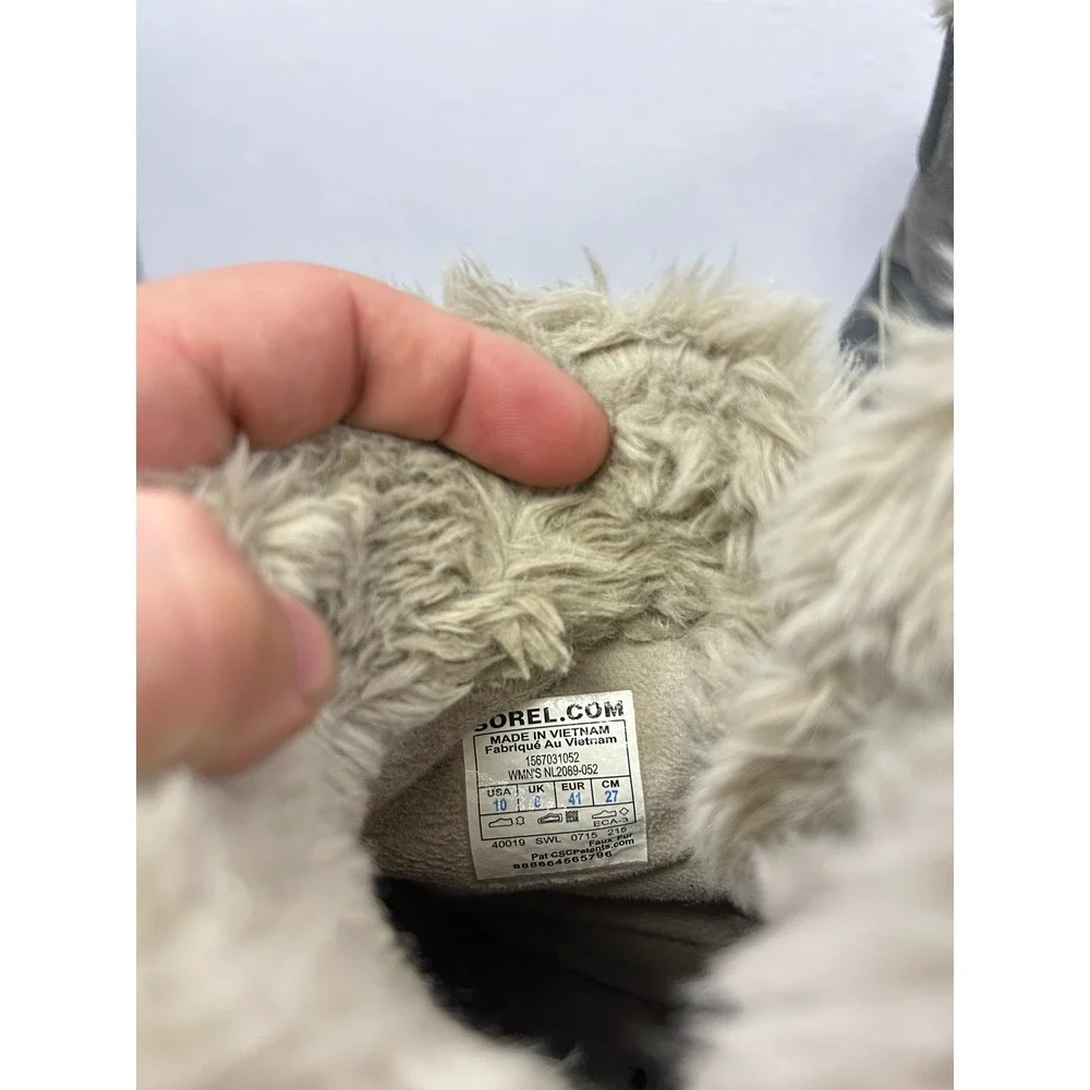 Winter Snow Sorel Womens 10 Shale Grey Waterproof Faux Fur Winter Carnival Boots